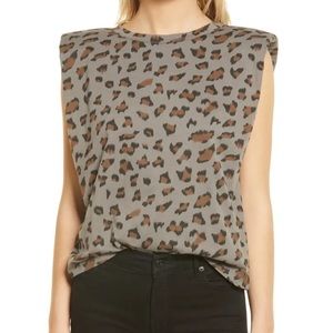 Leopard Padded Shoulder Tank Top